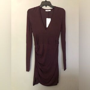 ZARA Size Small Plum Purple Long Sleeve Dress New
